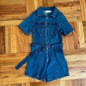Form-fitting Blue Jean Romper